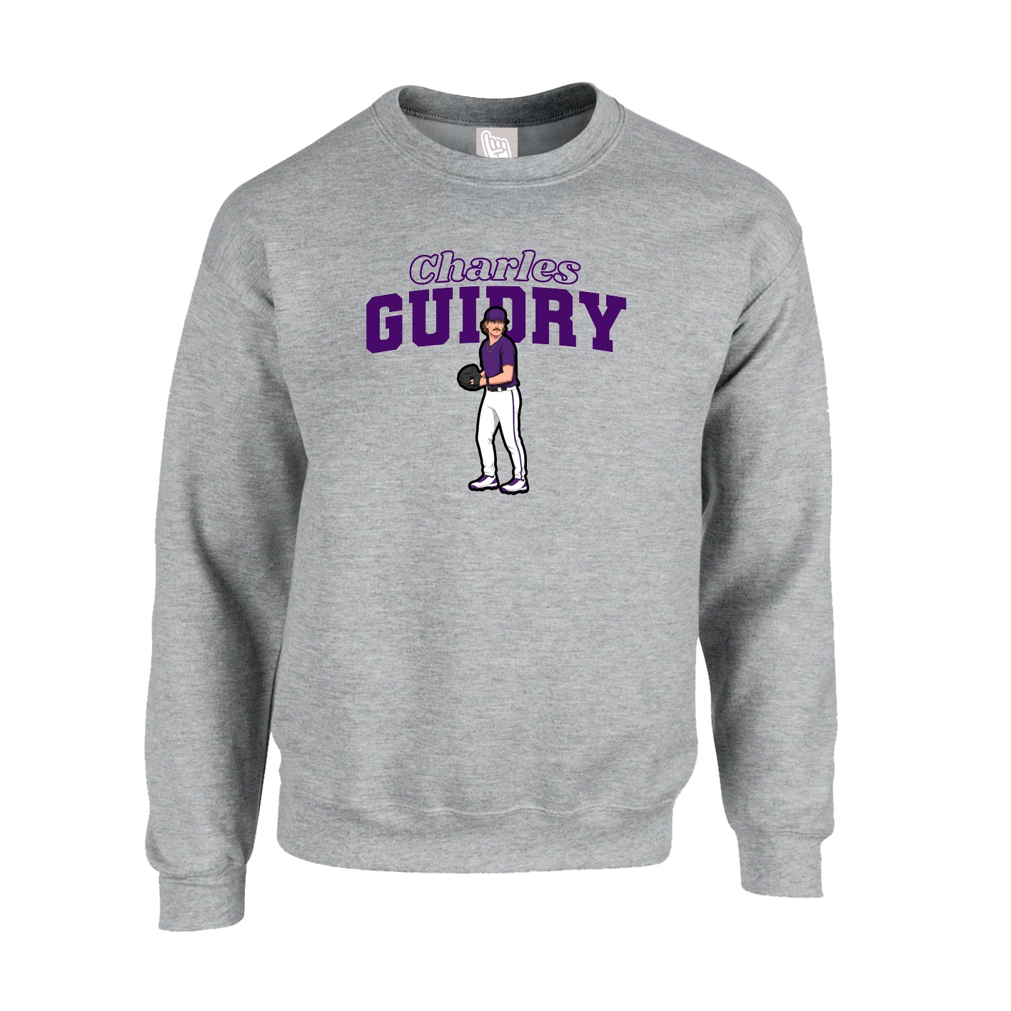 Fleece Crew — Name Arch in Grey