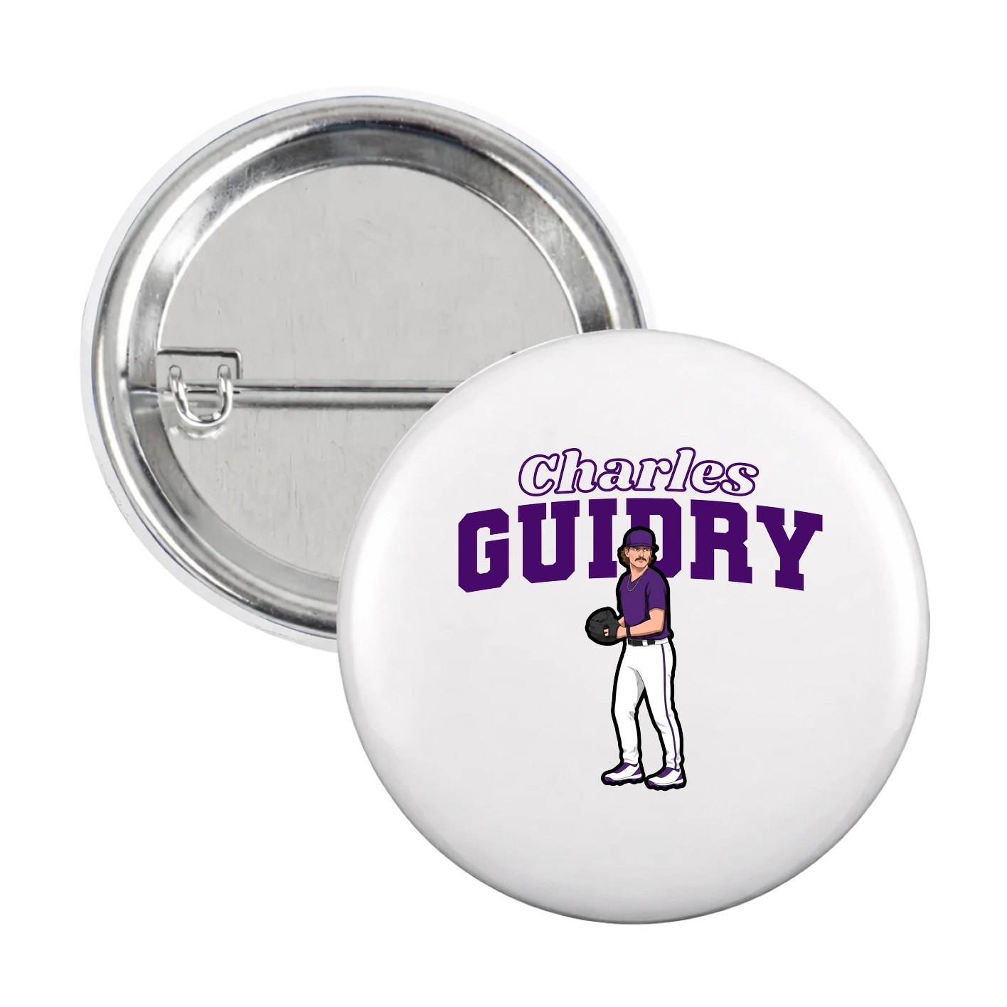 Game Day Button — Name Arch in White