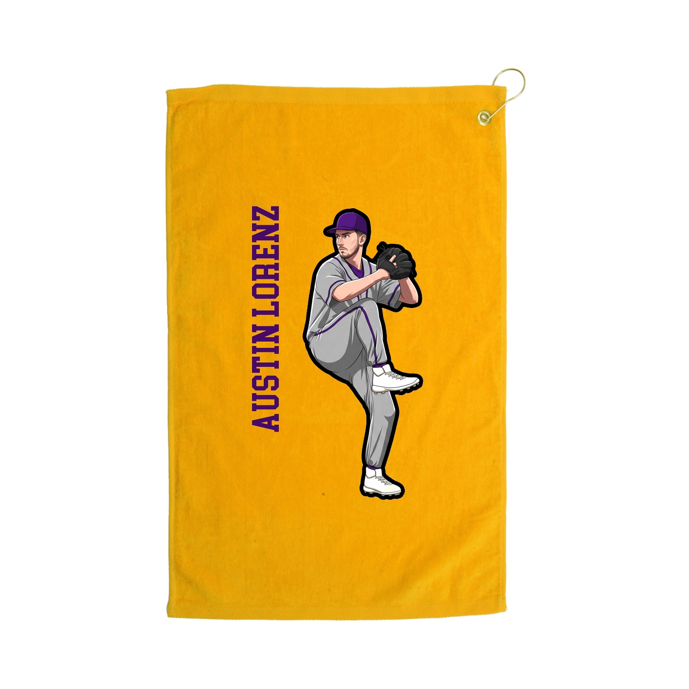 Golf Towel — Name Vertical in Gold
