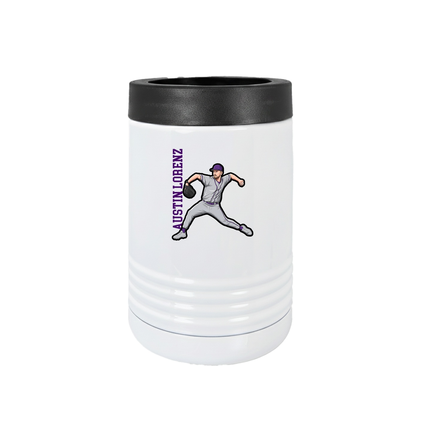 Beverage Holder — Name Vertical in White