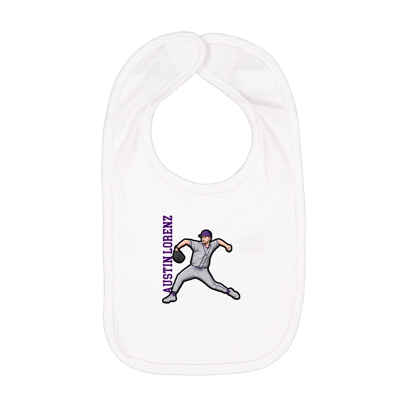 Infant Bib — Name Vertical in White
