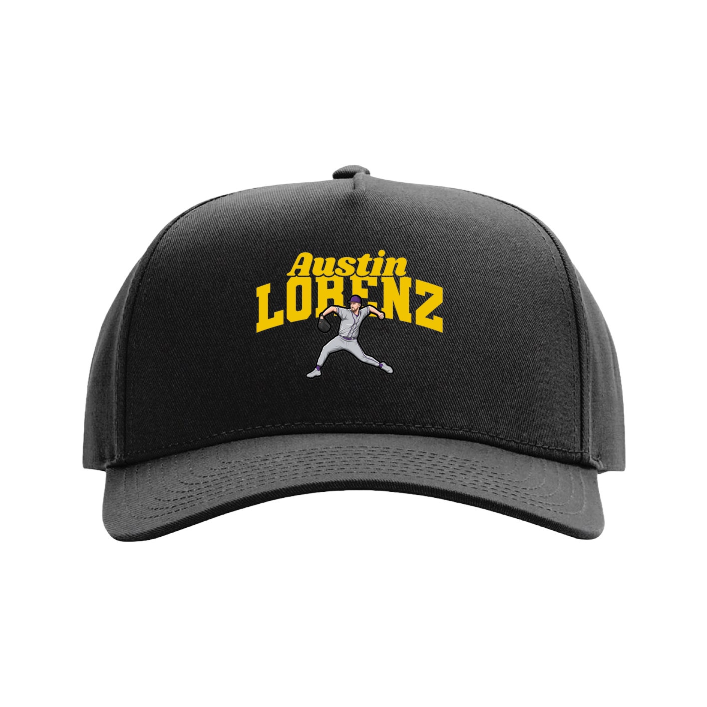 Full Fabric Five-Panel Champ Cap — Signature Arch in Black