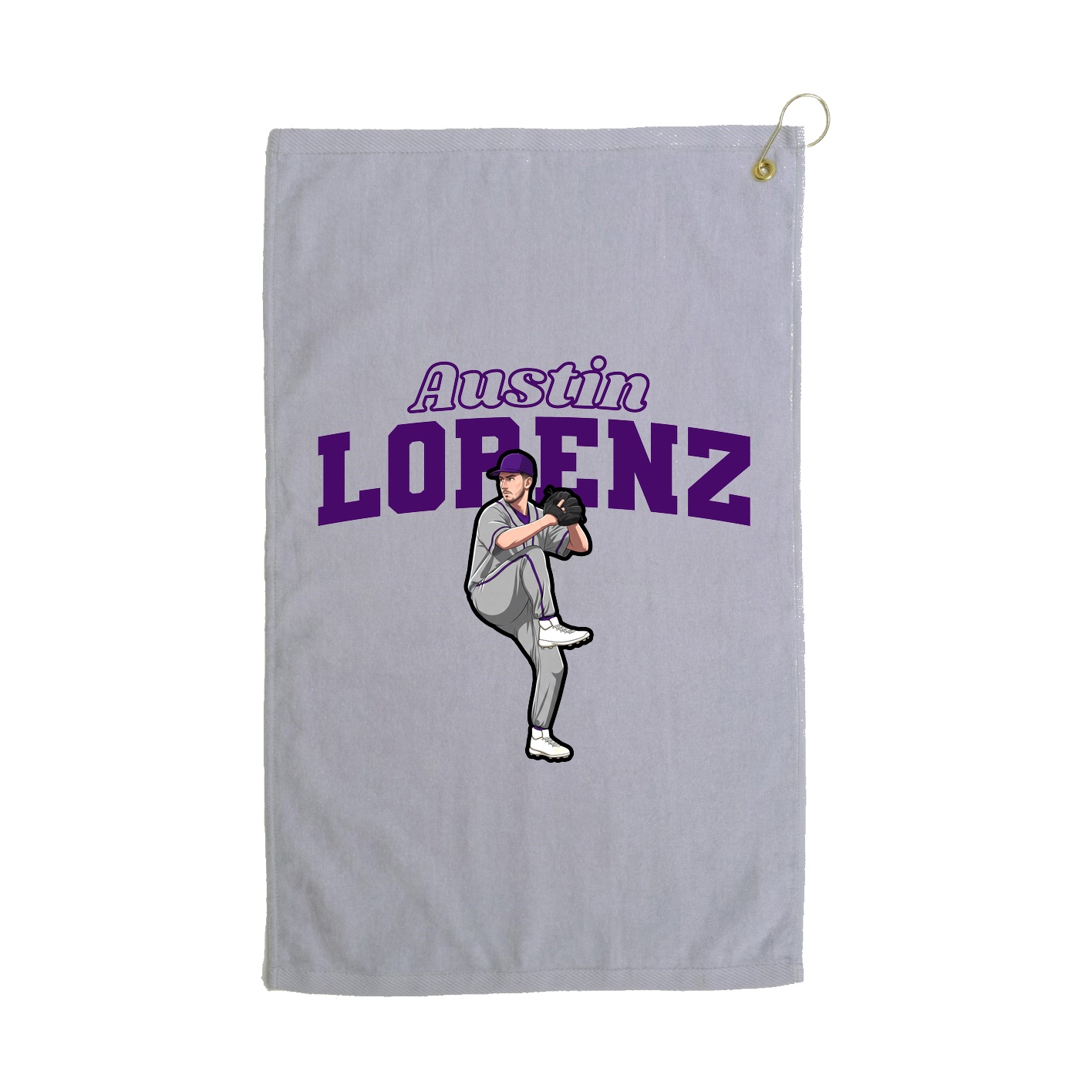 Golf Towel — Name Arch in Grey