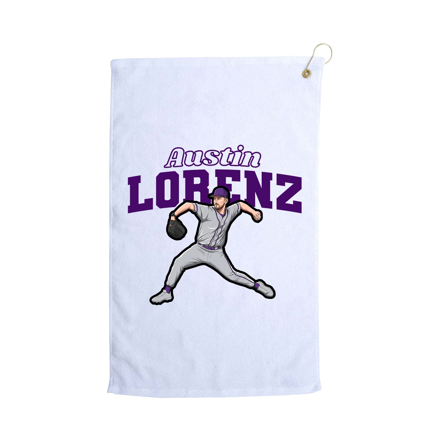 Golf Towel — Name Arch in White