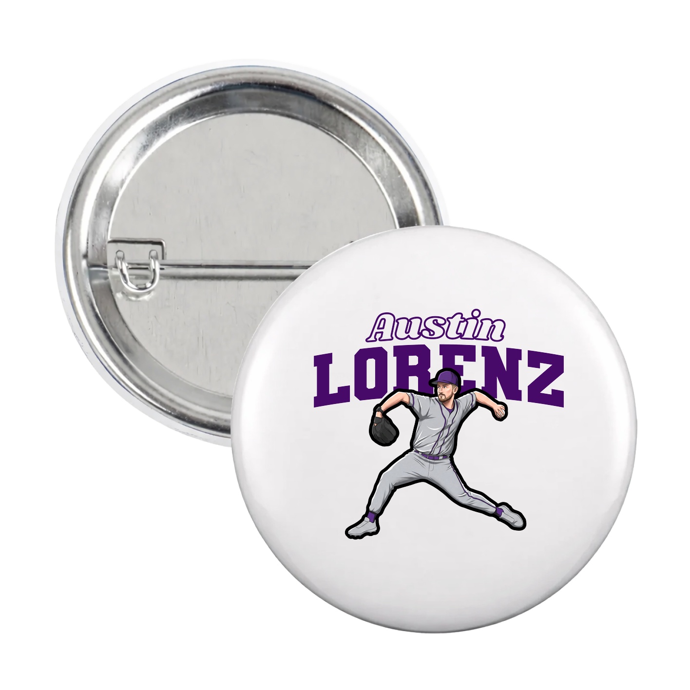 Game Day Button — Name Arch in White