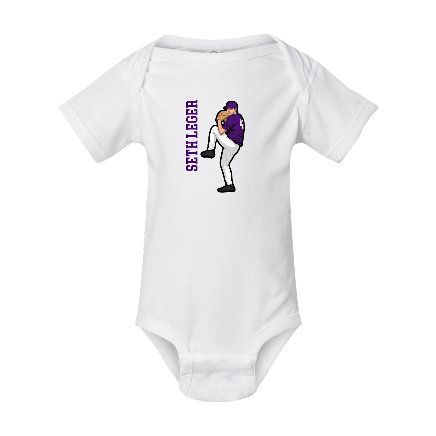 Baby Onesie — Name Vertical in White
