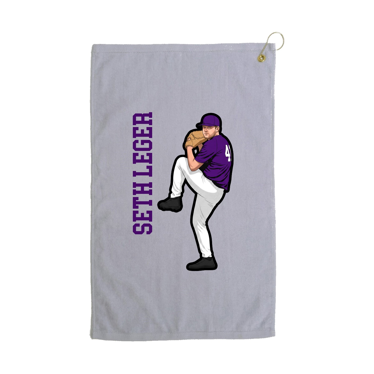 Golf Towel — Name Vertical in Grey