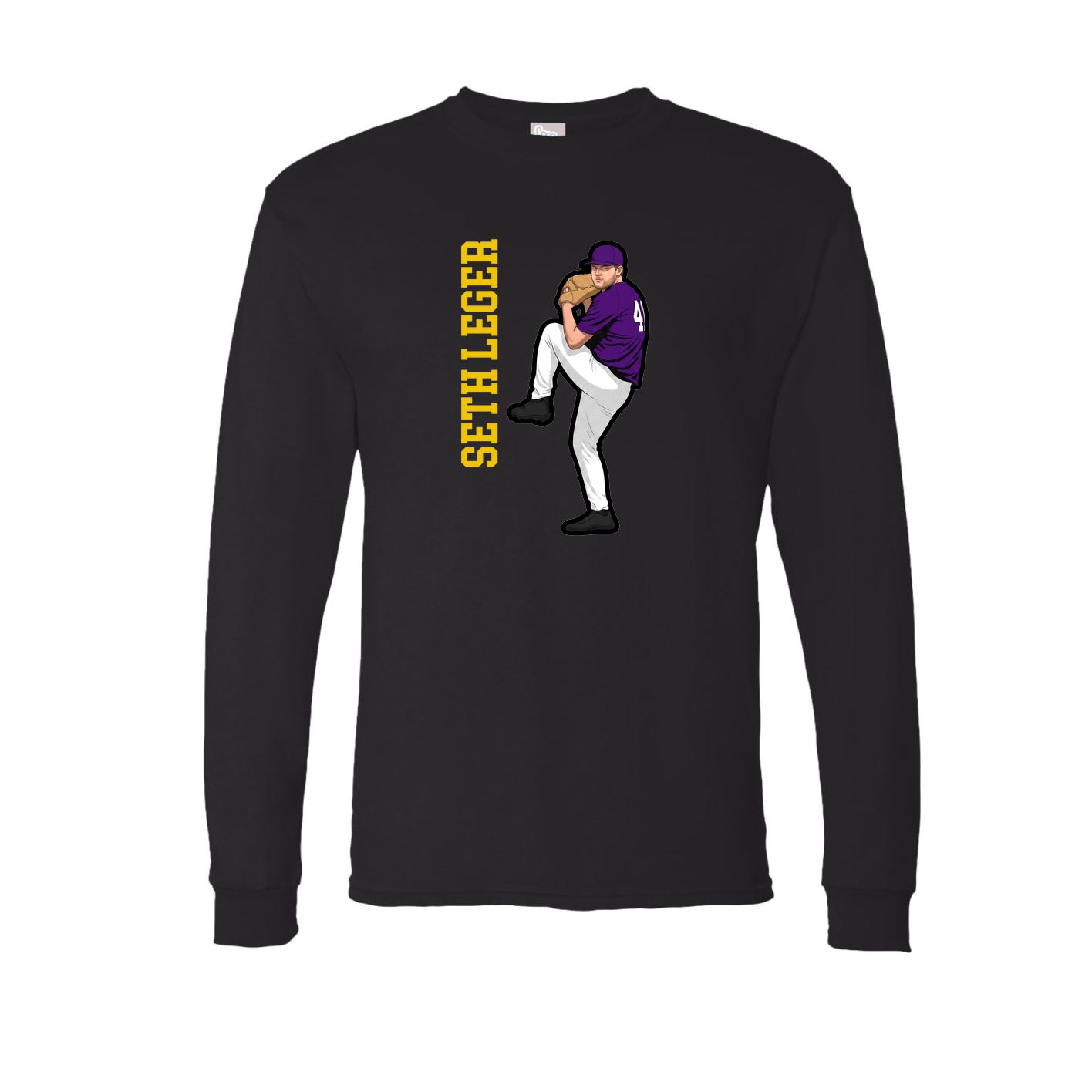 Long Sleeve Tee — Name Vertical in Black