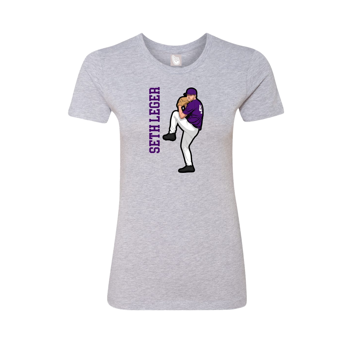 Fitted Women's Tee — Name Vertical in Grey