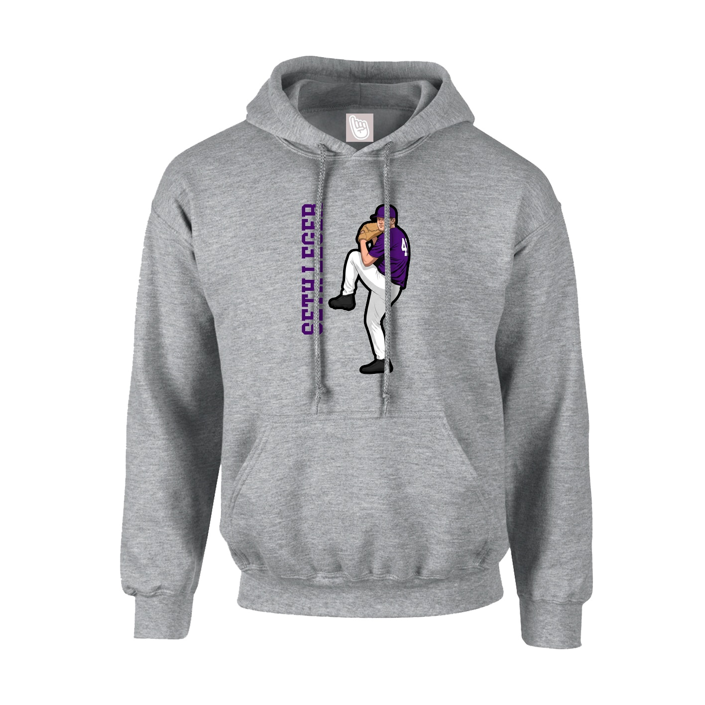 Youth Hoodie — Name Vertical in Grey