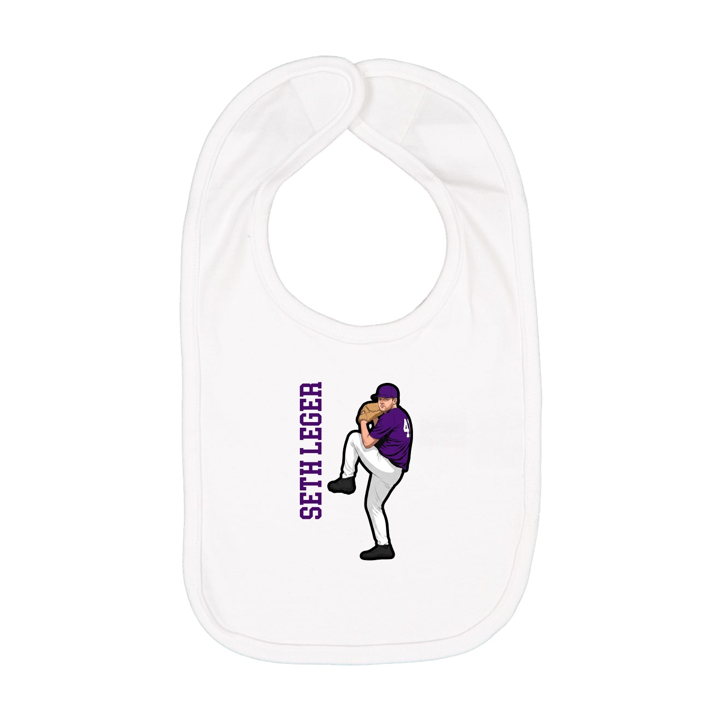Infant Bib — Name Vertical in White