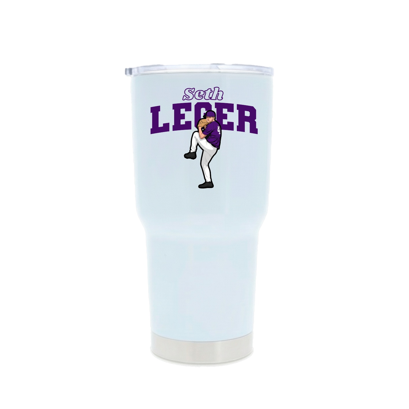 30oz Stainless Steel Tumbler — Name Arch in White