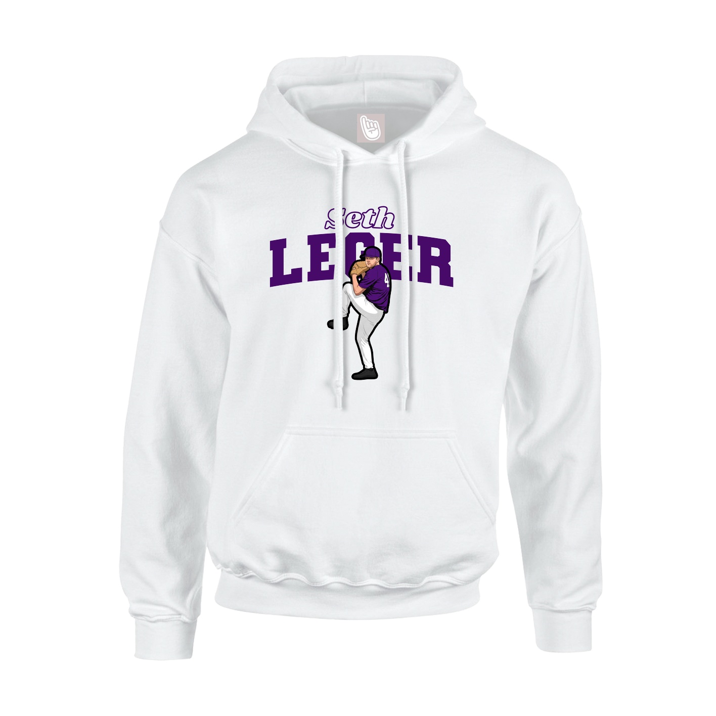 Youth Hoodie — Name Arch in White
