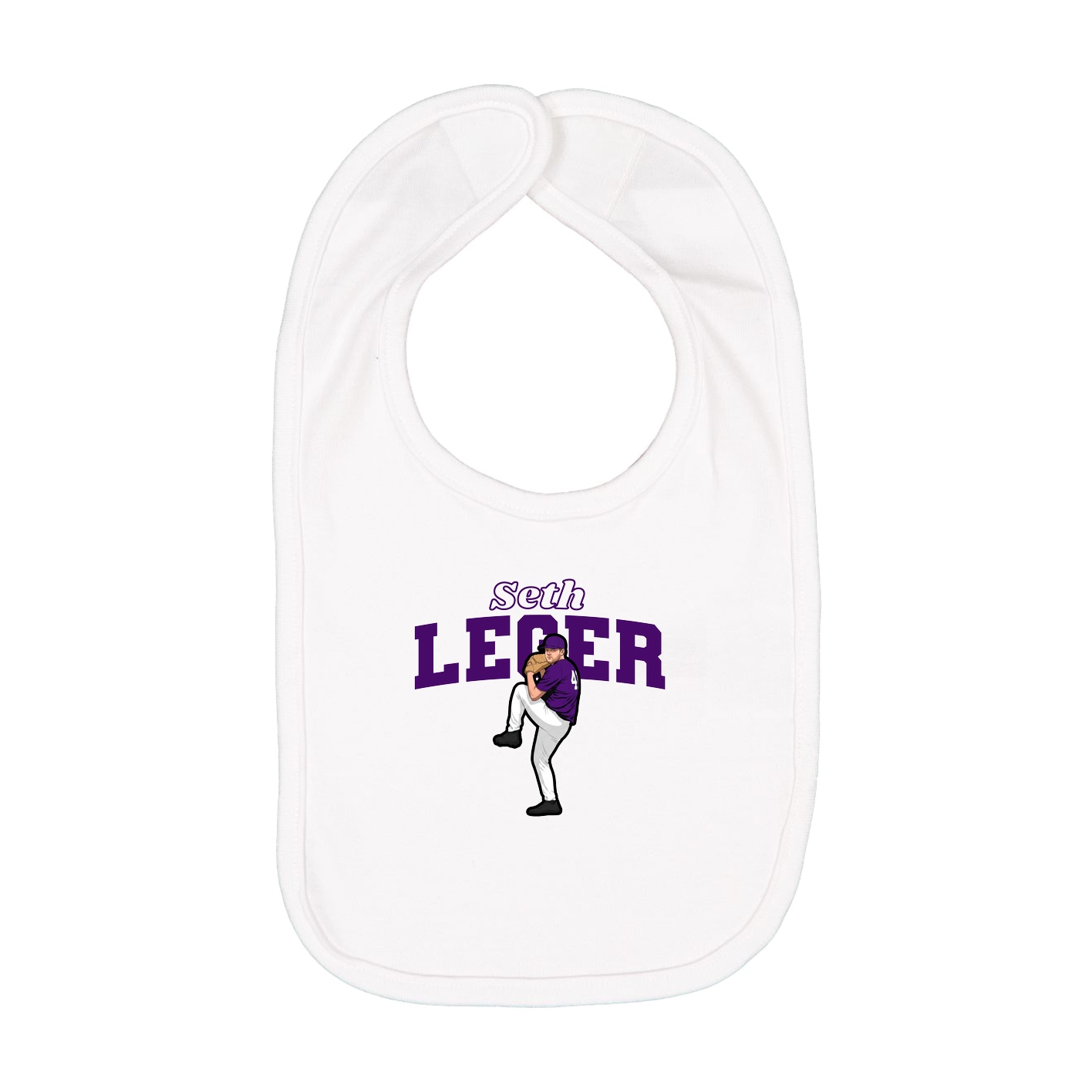Infant Bib — Name Arch in White