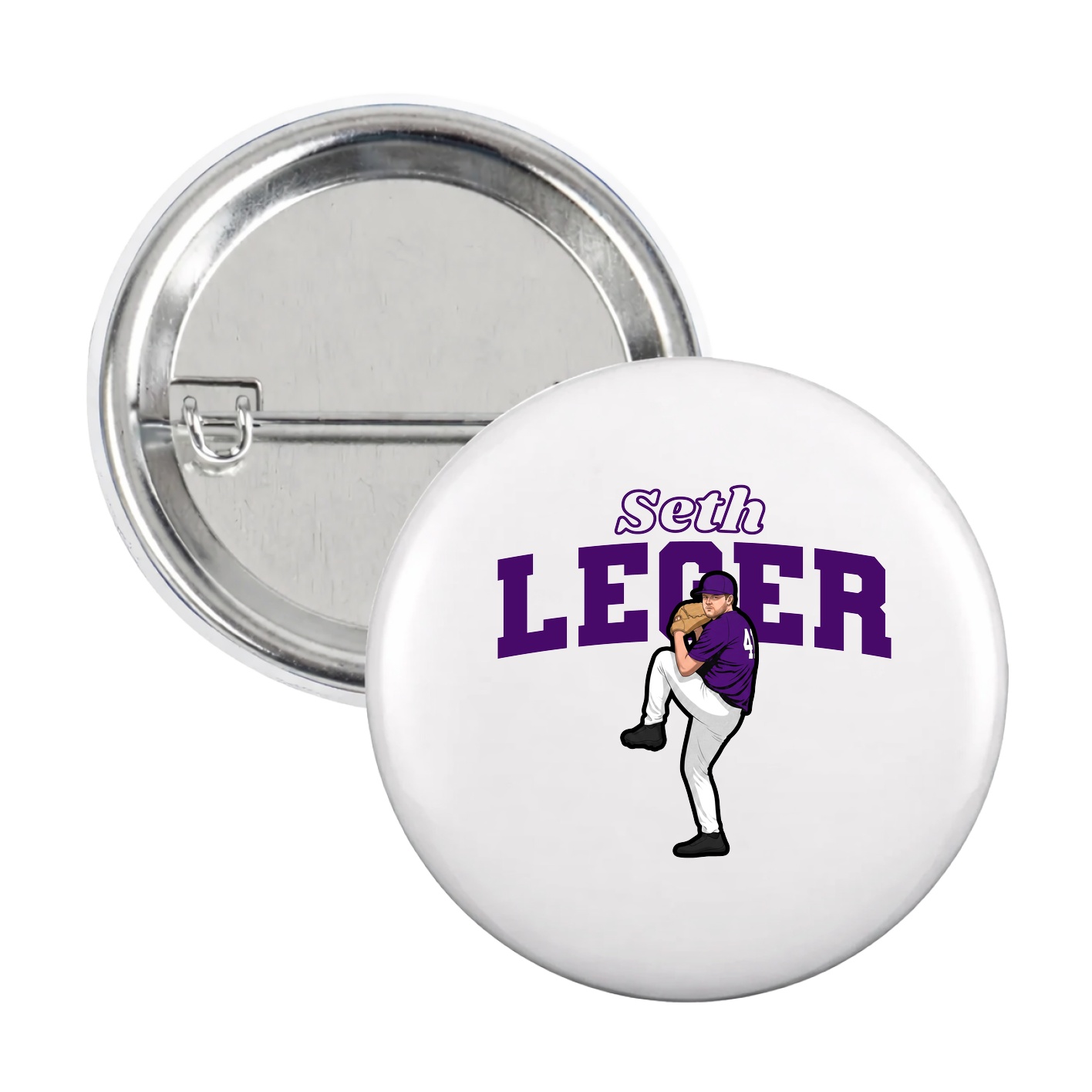 Game Day Button — Name Arch in White