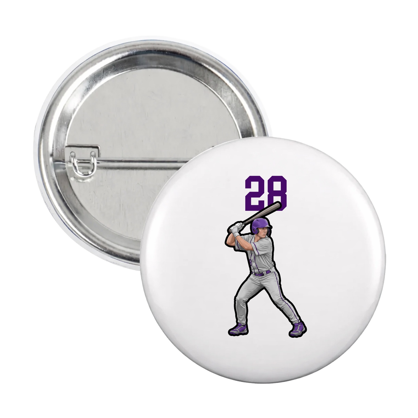 Game Day Button — Number Top in White
