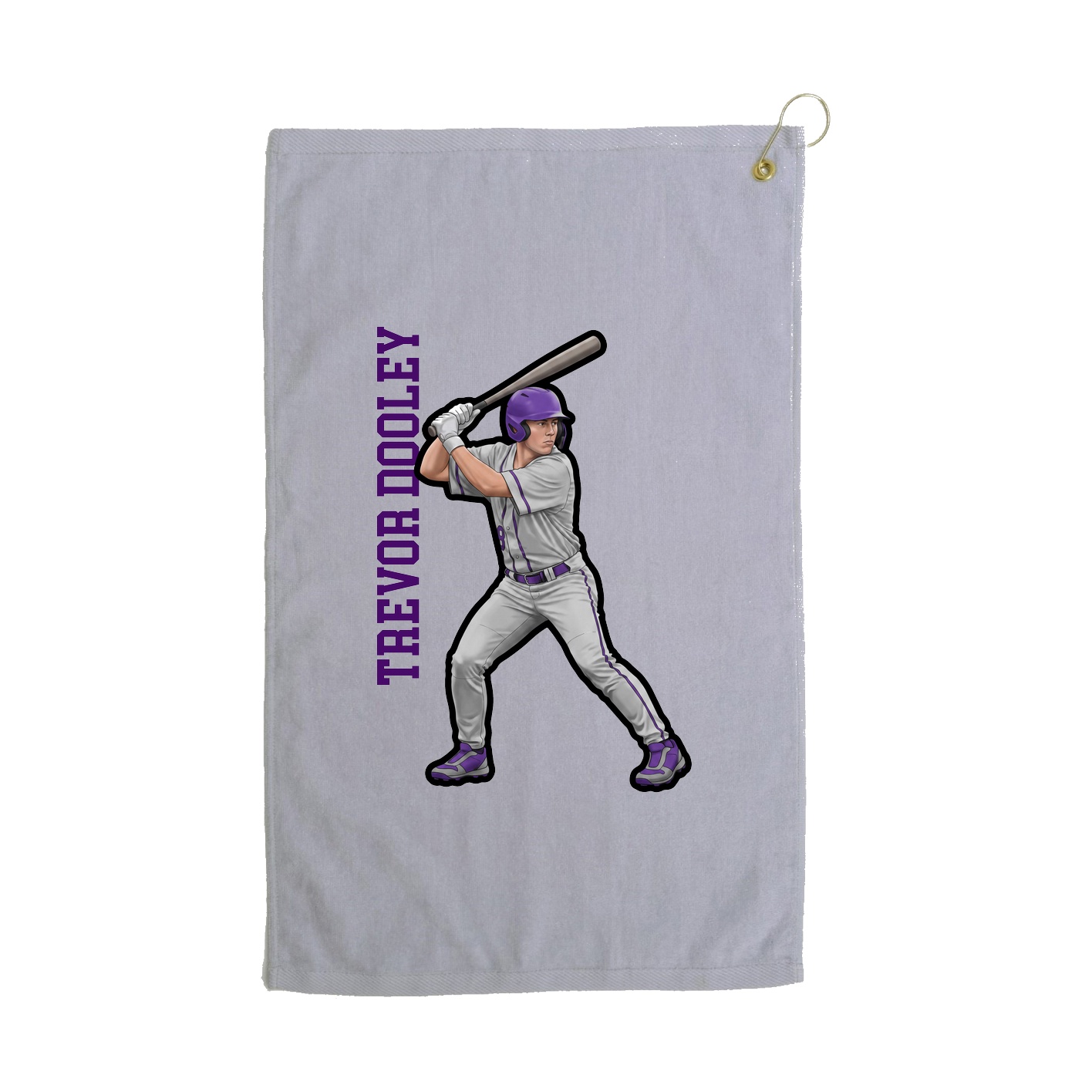 Golf Towel — Name Vertical in Grey