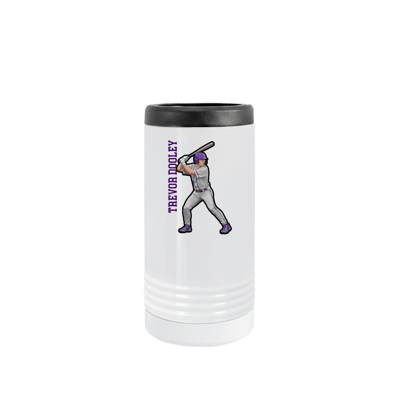 Slim Beverage Holder — Name Vertical in White