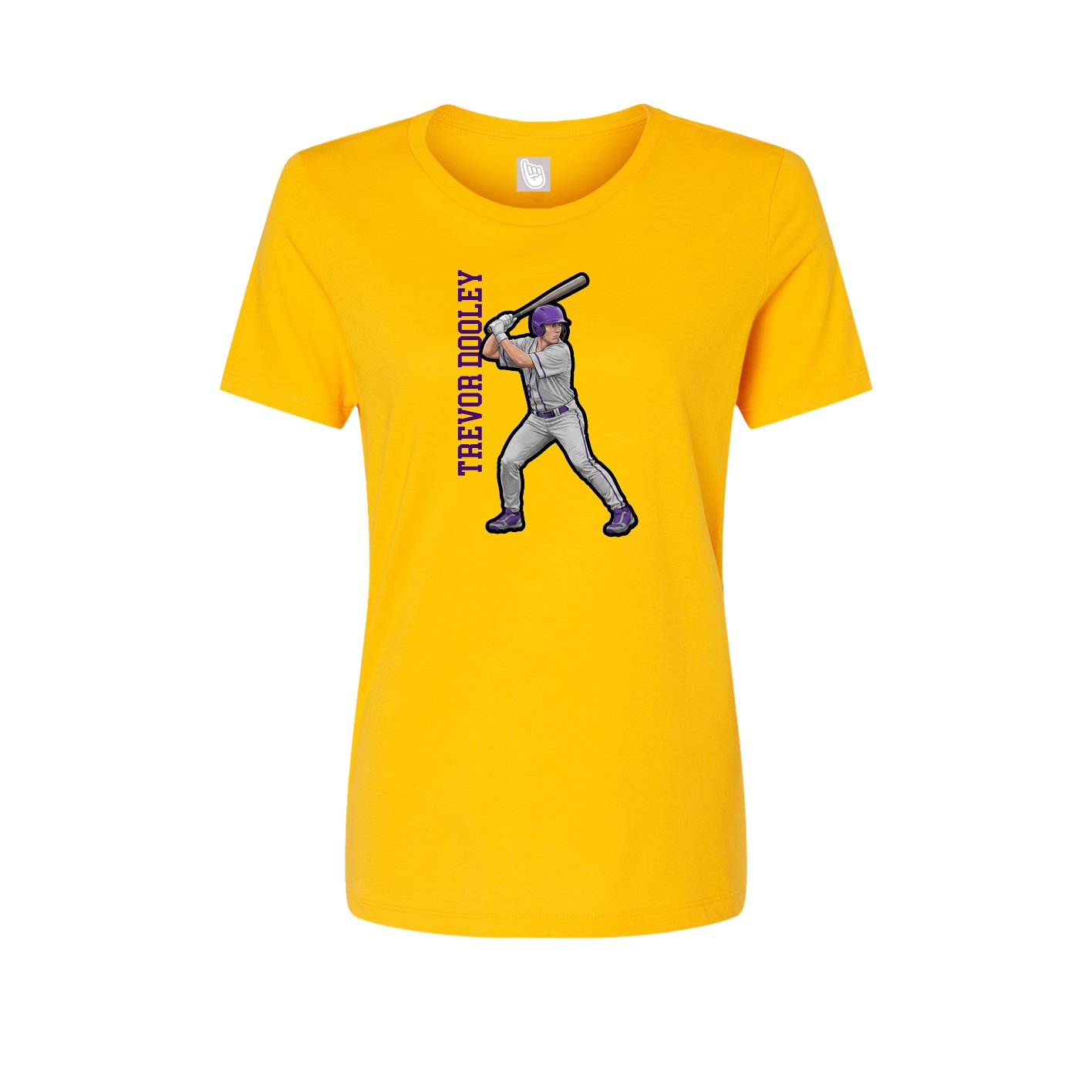 Fitted Women's Tee — Name Vertical in Gold