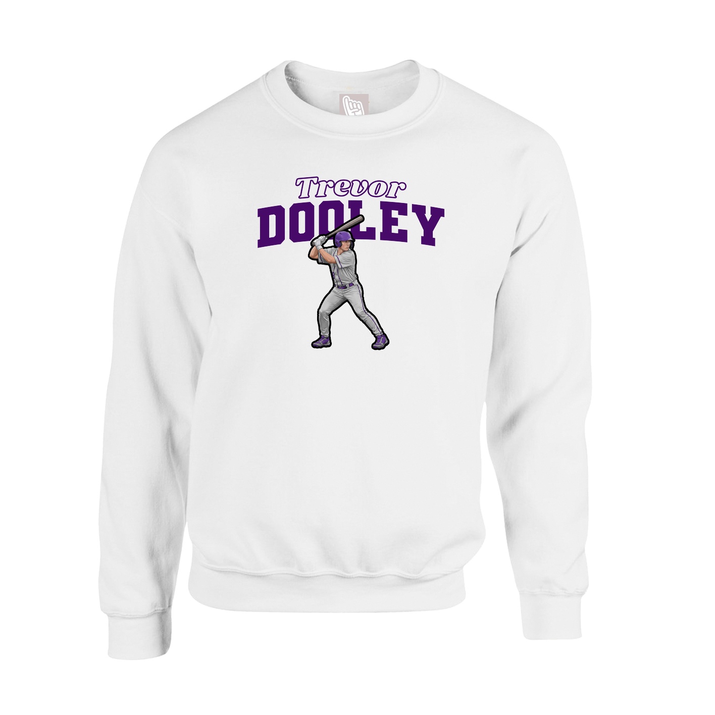 Fleece Crew — Name Arch in White