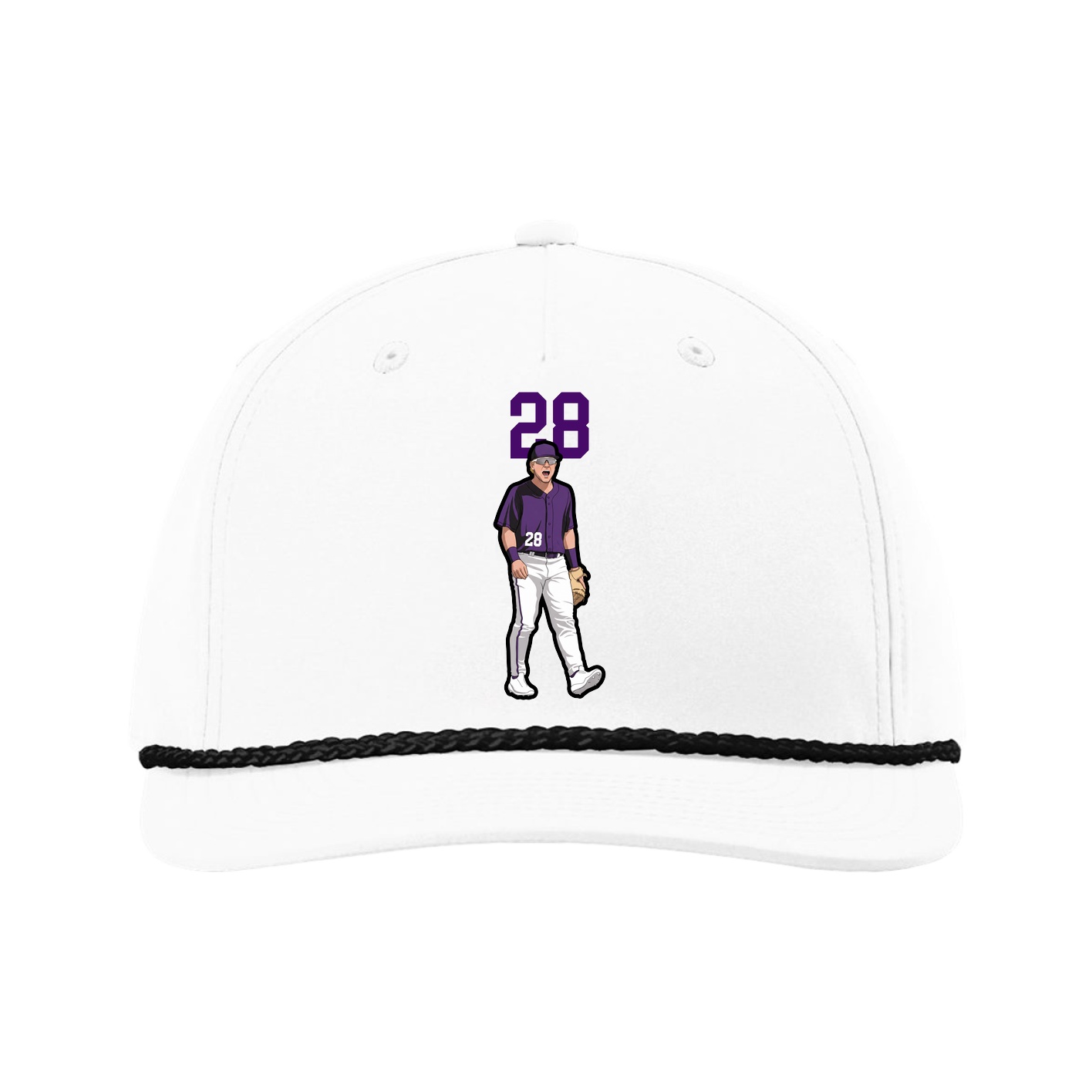 Five-Panel Classic Rope Cap — Number Top in White