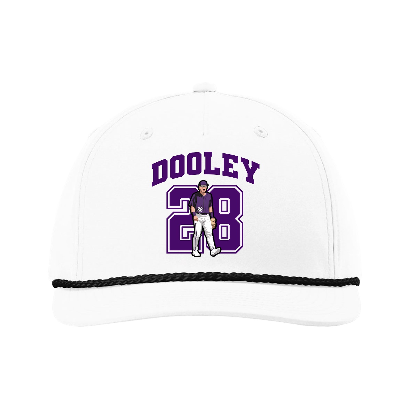 Five-Panel Classic Rope Cap — Number in White