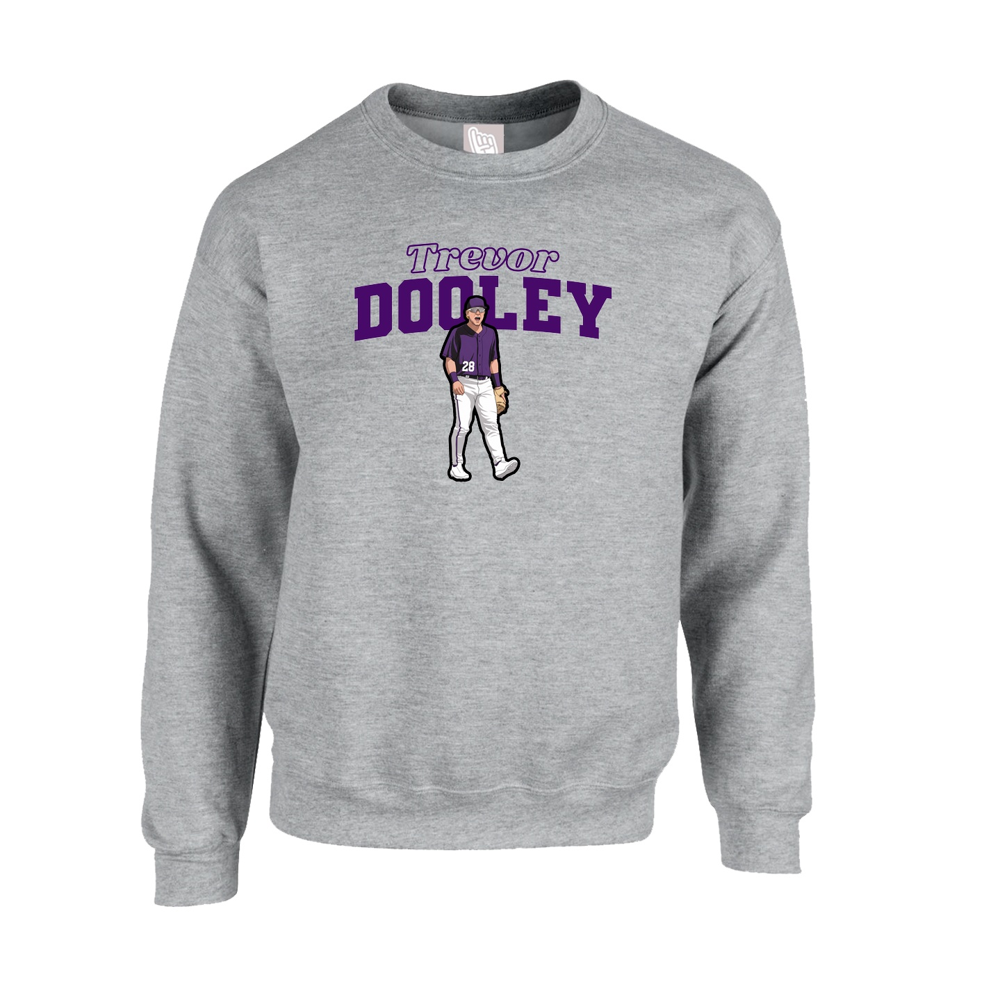 Fleece Crew — Name Arch in Grey