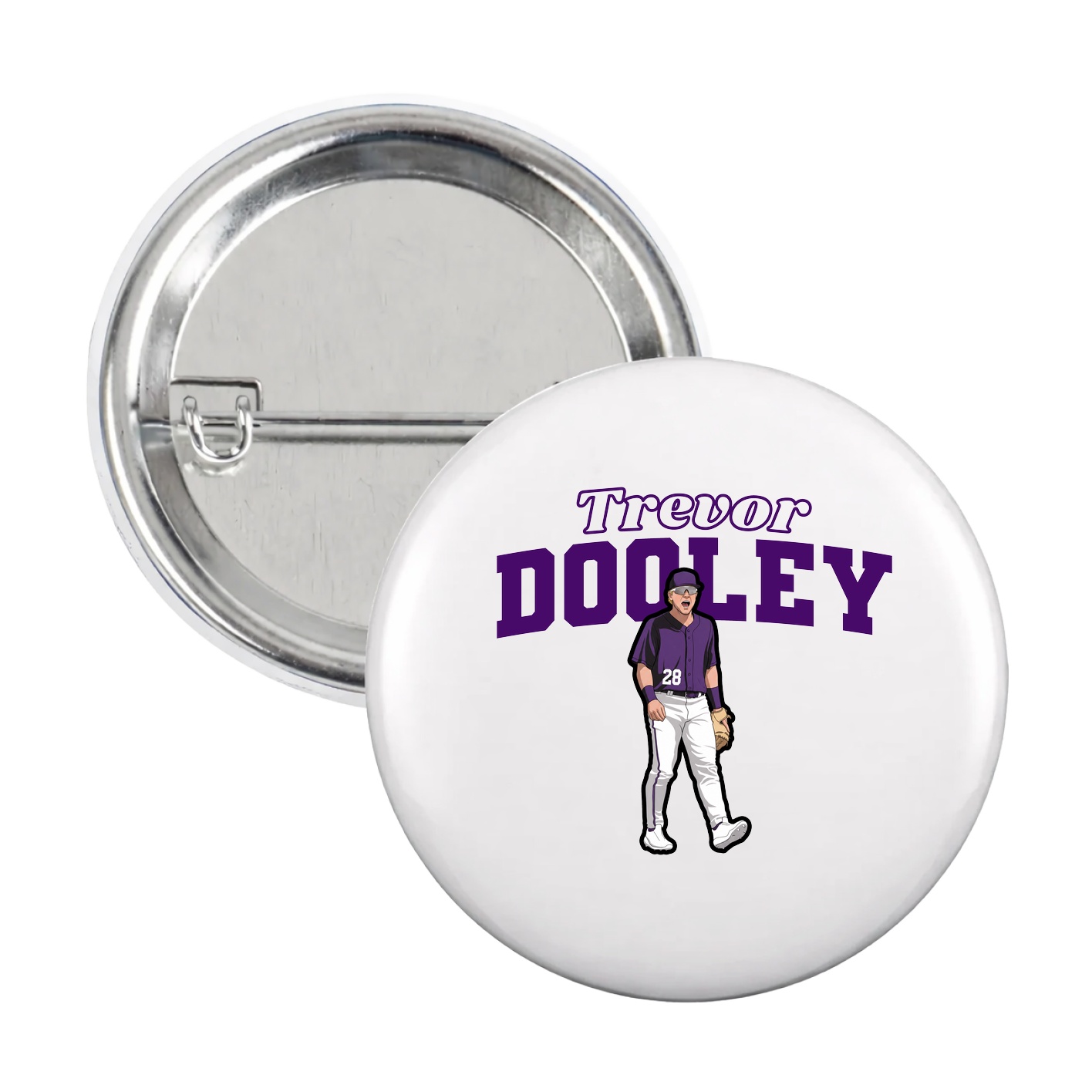 Game Day Button — Name Arch in White