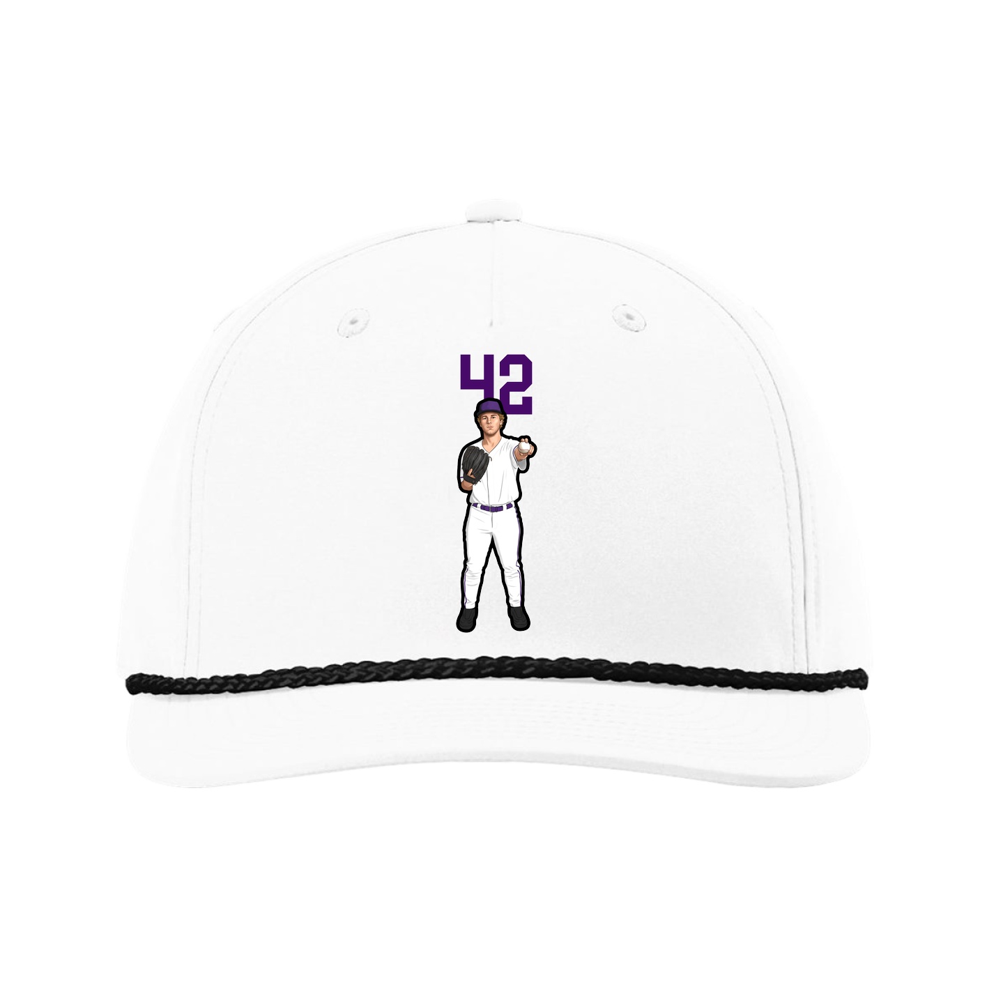 Five-Panel Classic Rope Cap — Number Top in White