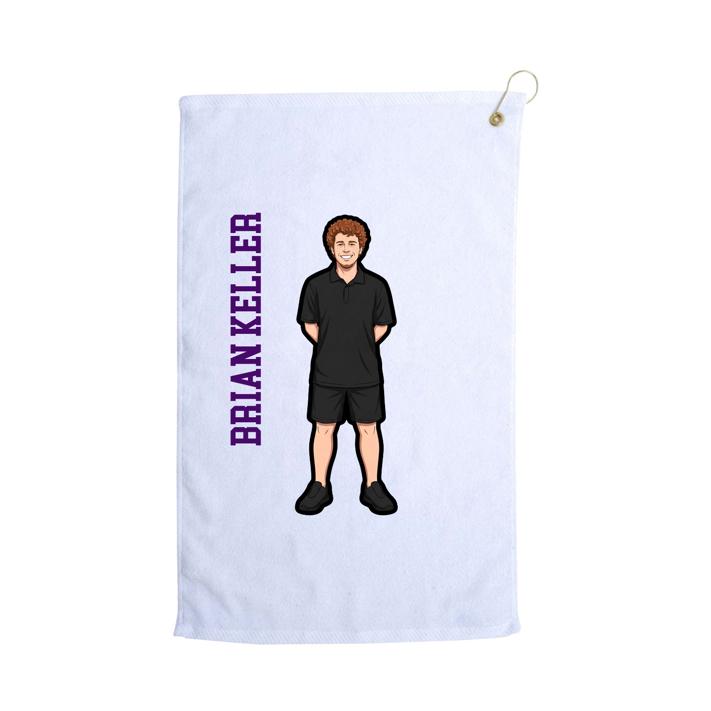 Golf Towel — Name Vertical in White
