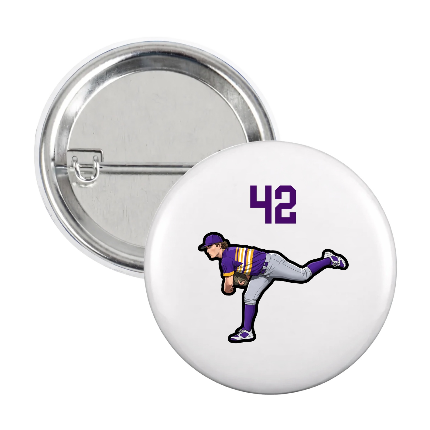 Game Day Button — Number Top in White