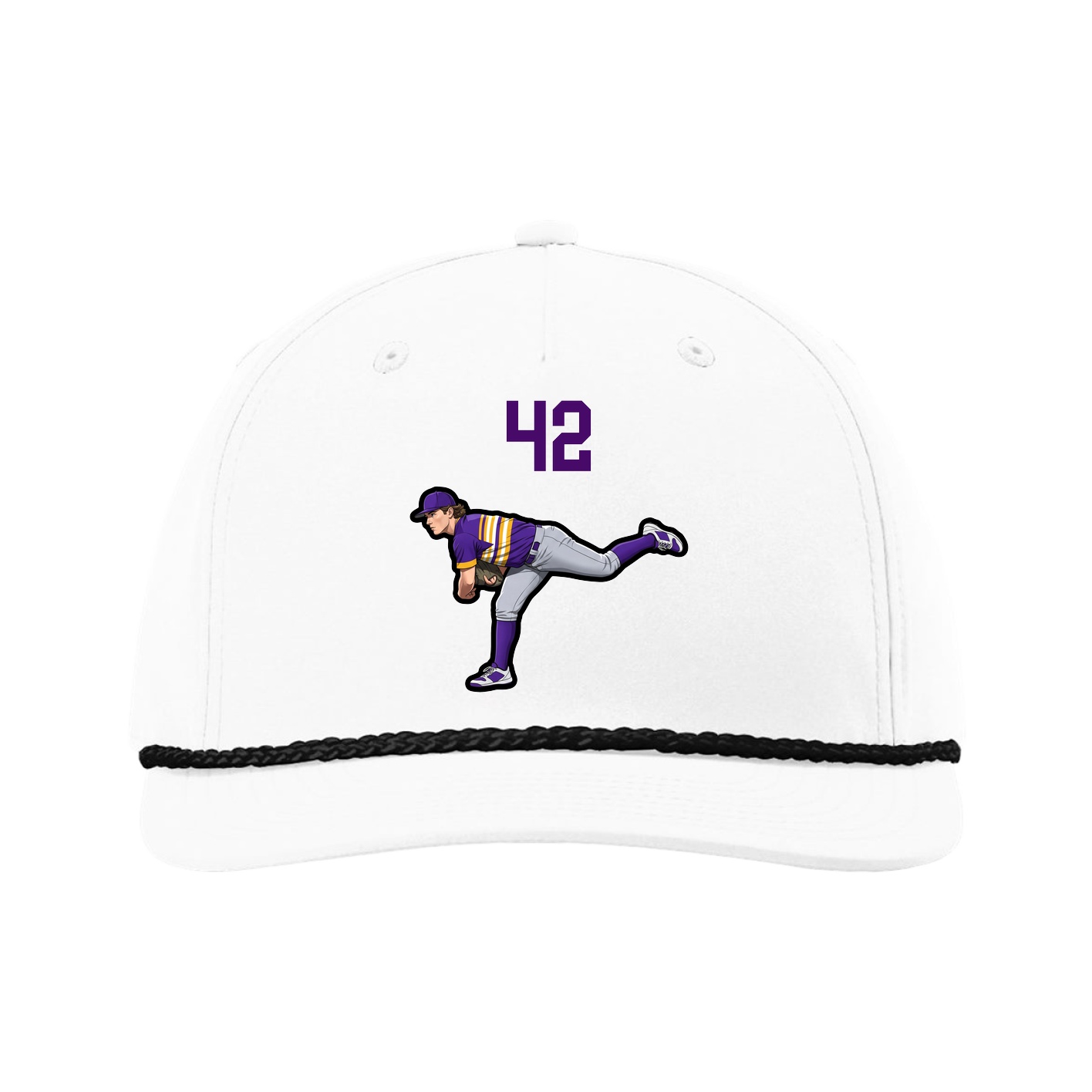 Five-Panel Classic Rope Cap — Number Top in White