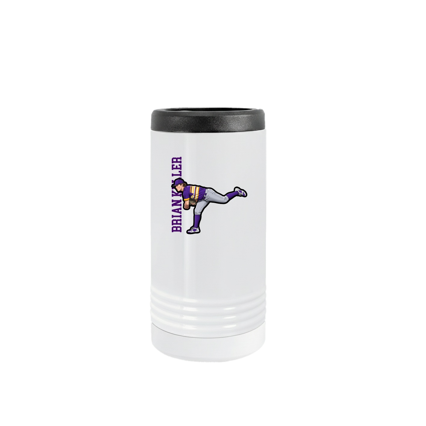 Slim Beverage Holder — Name Vertical in White