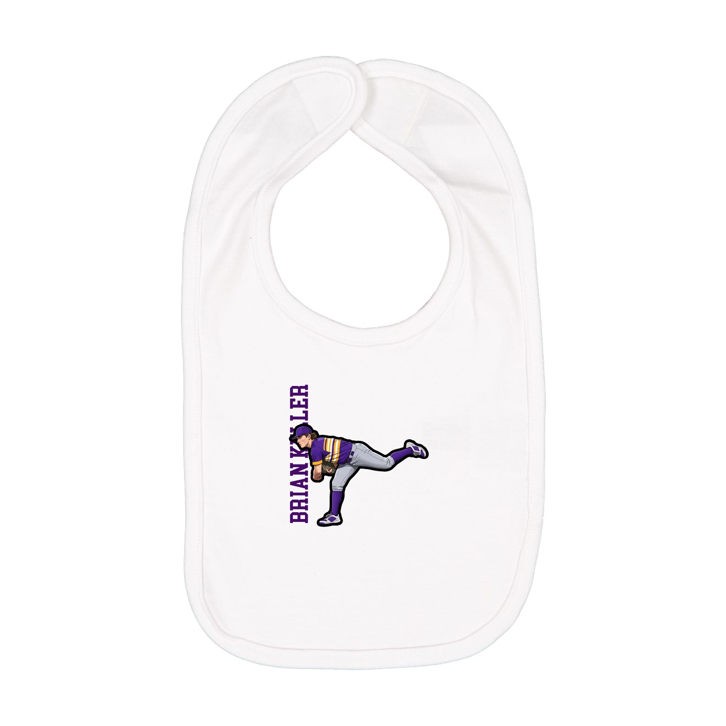 Infant Bib — Name Vertical in White