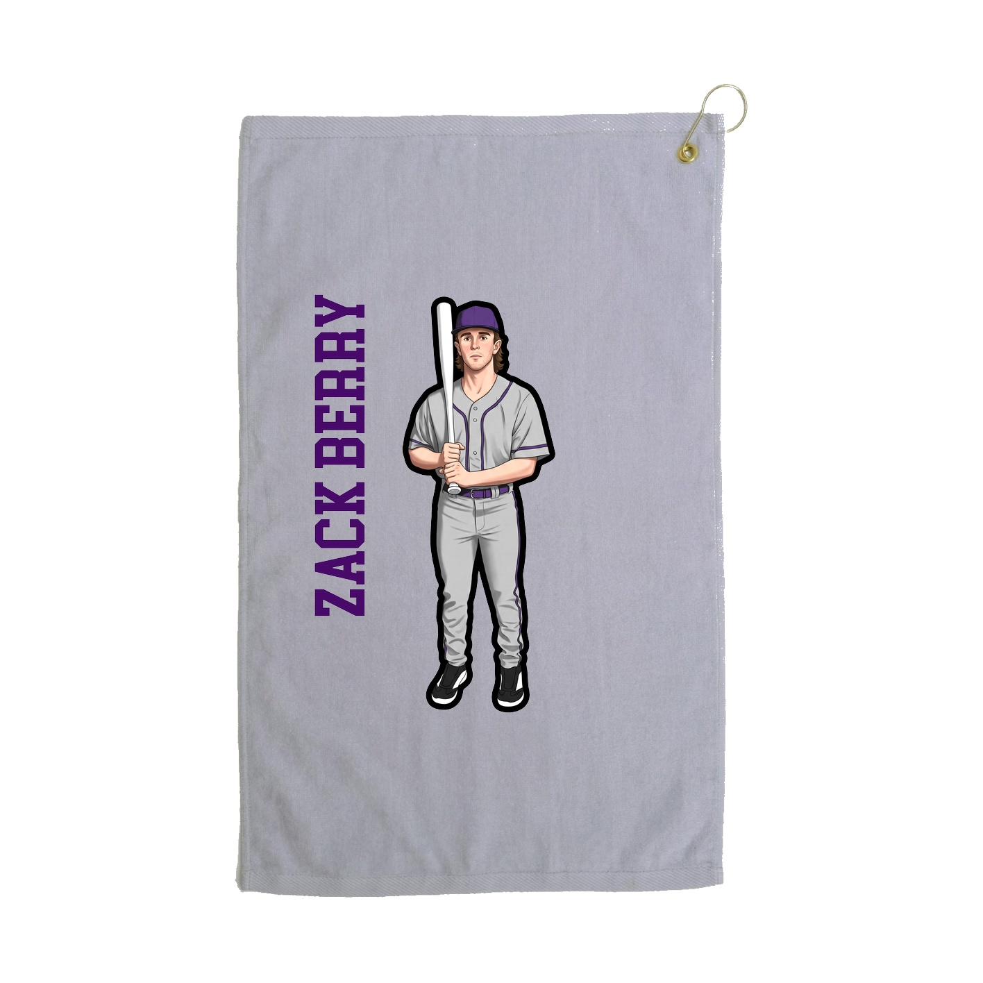 Golf Towel — Name Vertical in Grey