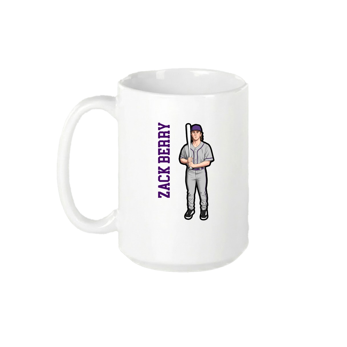 15oz Coffee Mug — Name Vertical in White