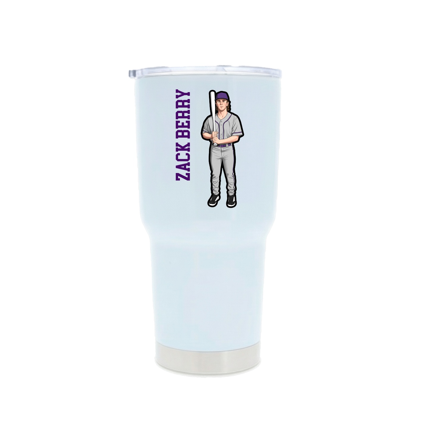 30oz Stainless Steel Tumbler — Name Vertical in White