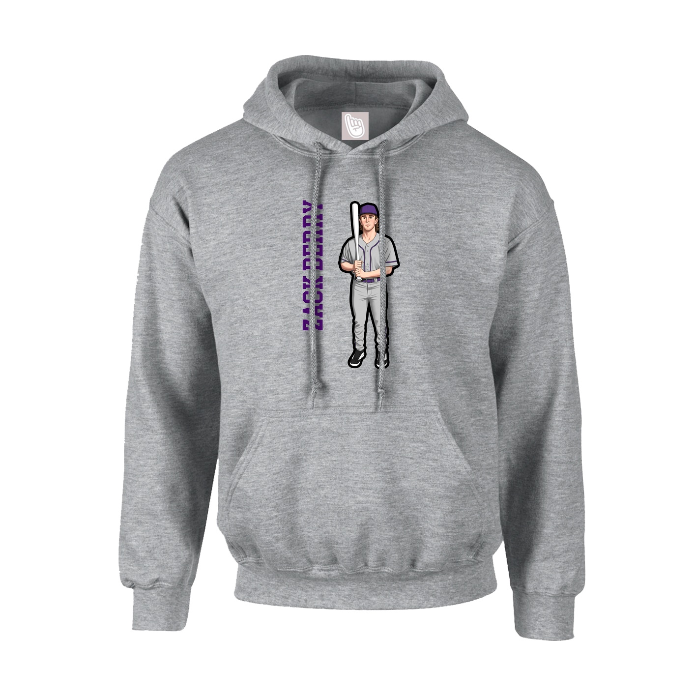 Hoodie — Name Vertical in Grey