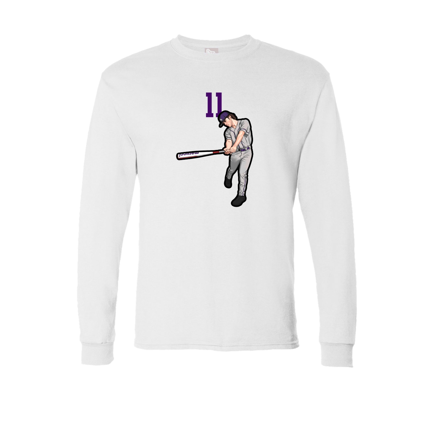 Long Sleeve Tee — Number Top in White