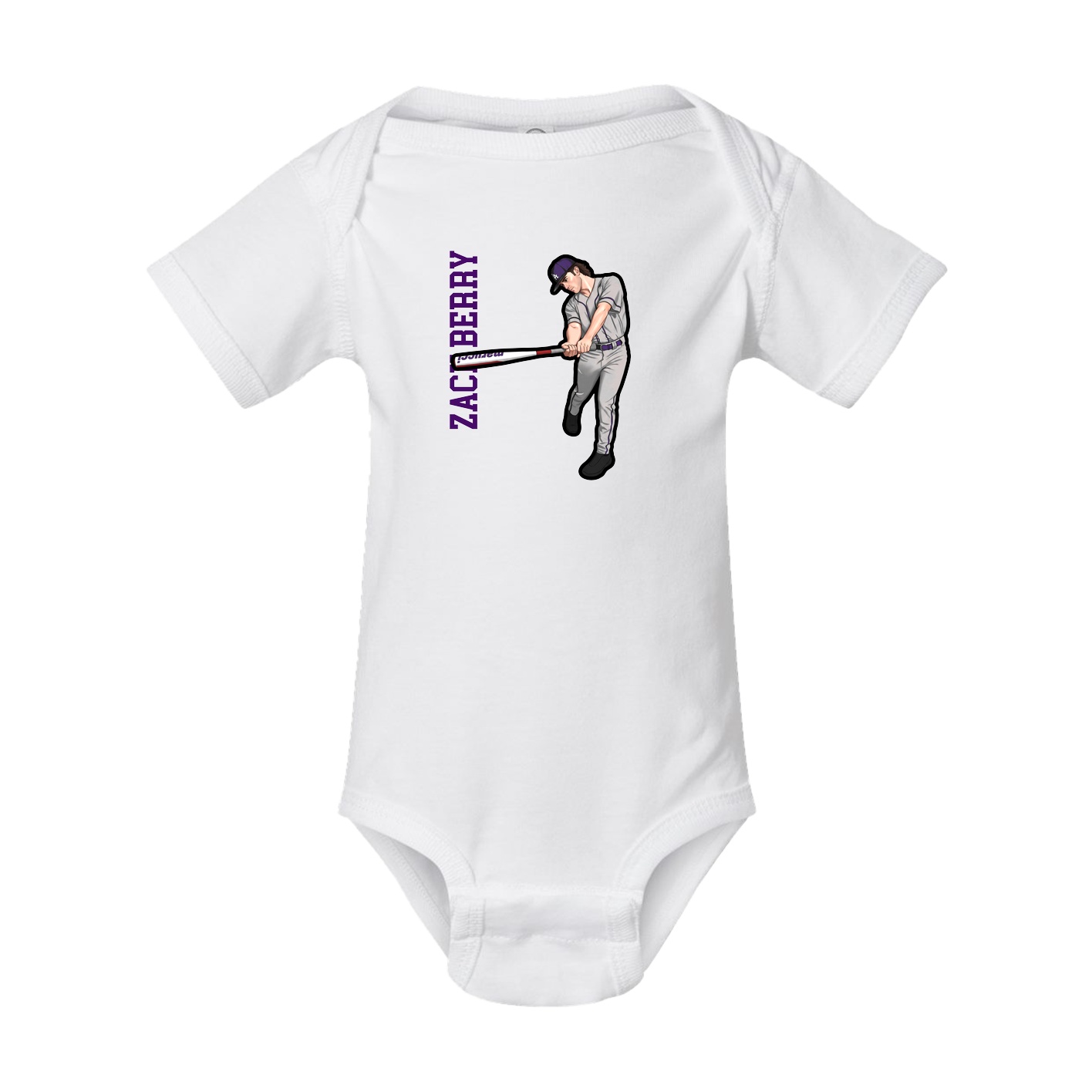 Baby Onesie — Name Vertical in White