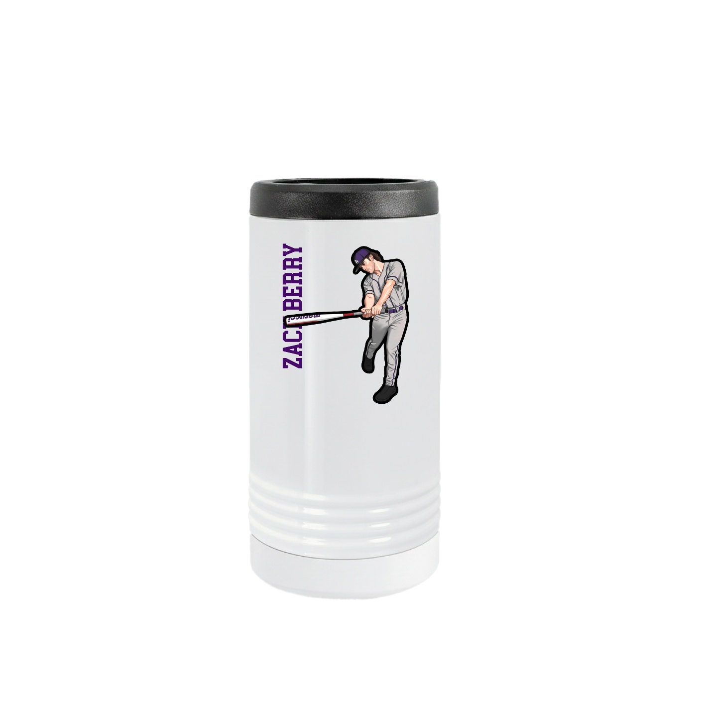 Slim Beverage Holder — Name Vertical in White