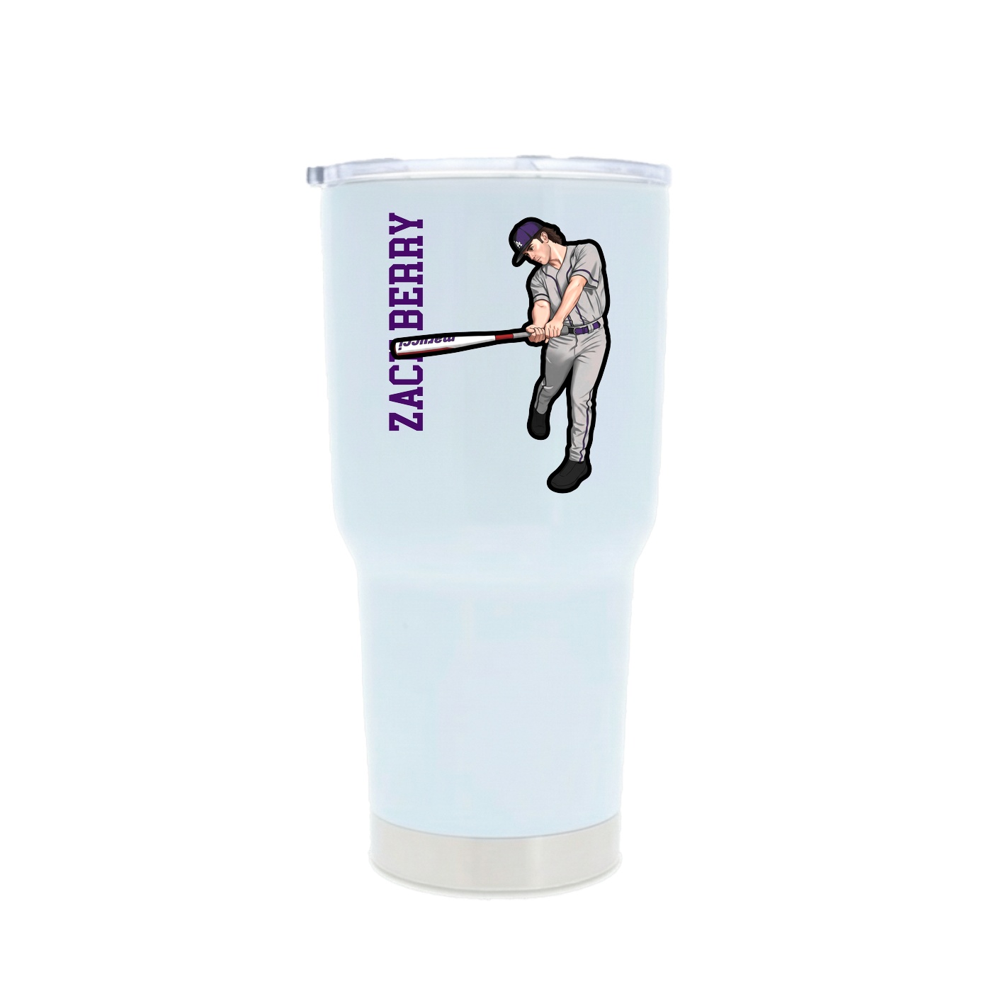30oz Stainless Steel Tumbler — Name Vertical in White