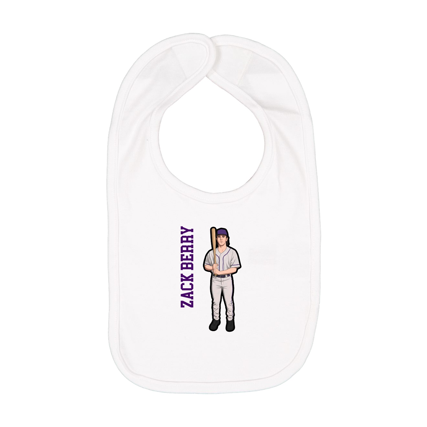 Infant Bib — Name Vertical in White