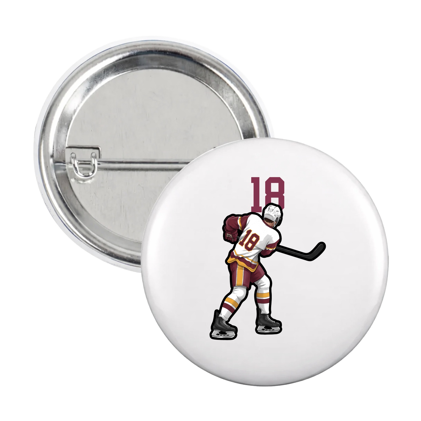 Game Day Button — Number Top in White