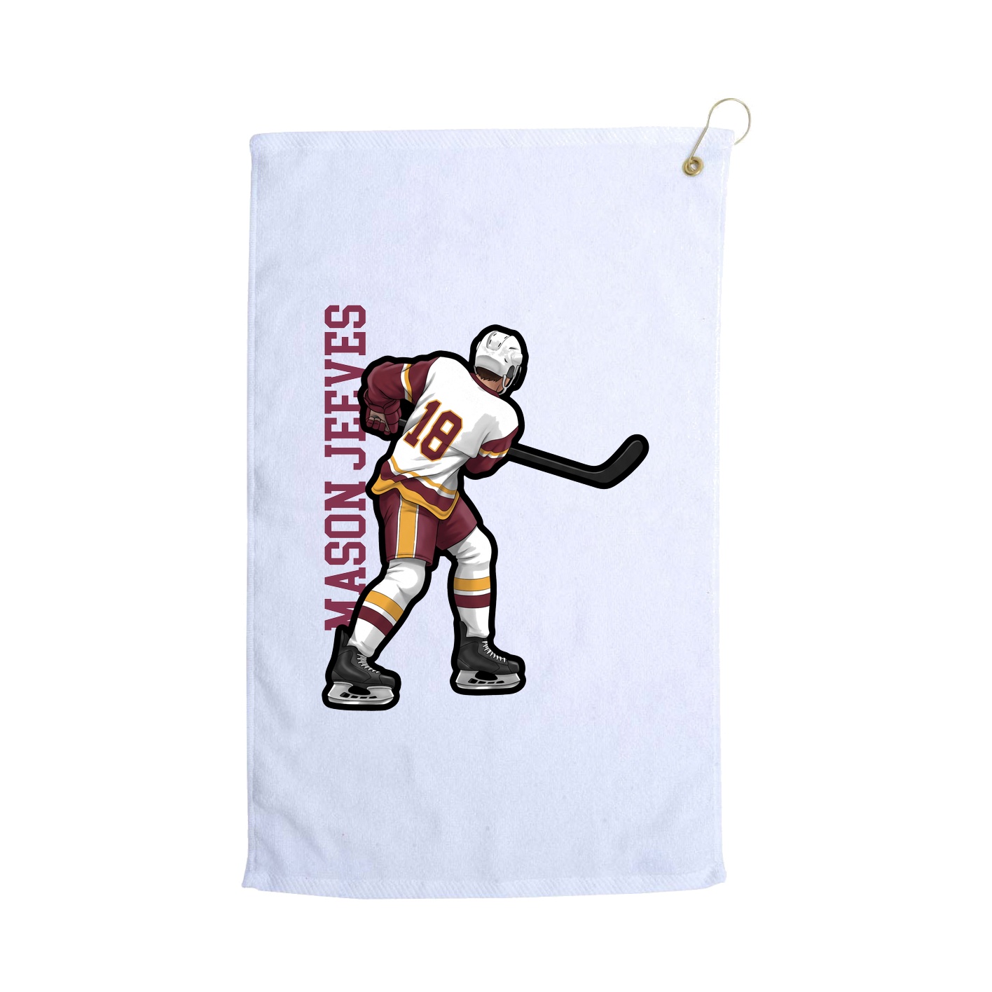 Golf Towel — Name Vertical in White