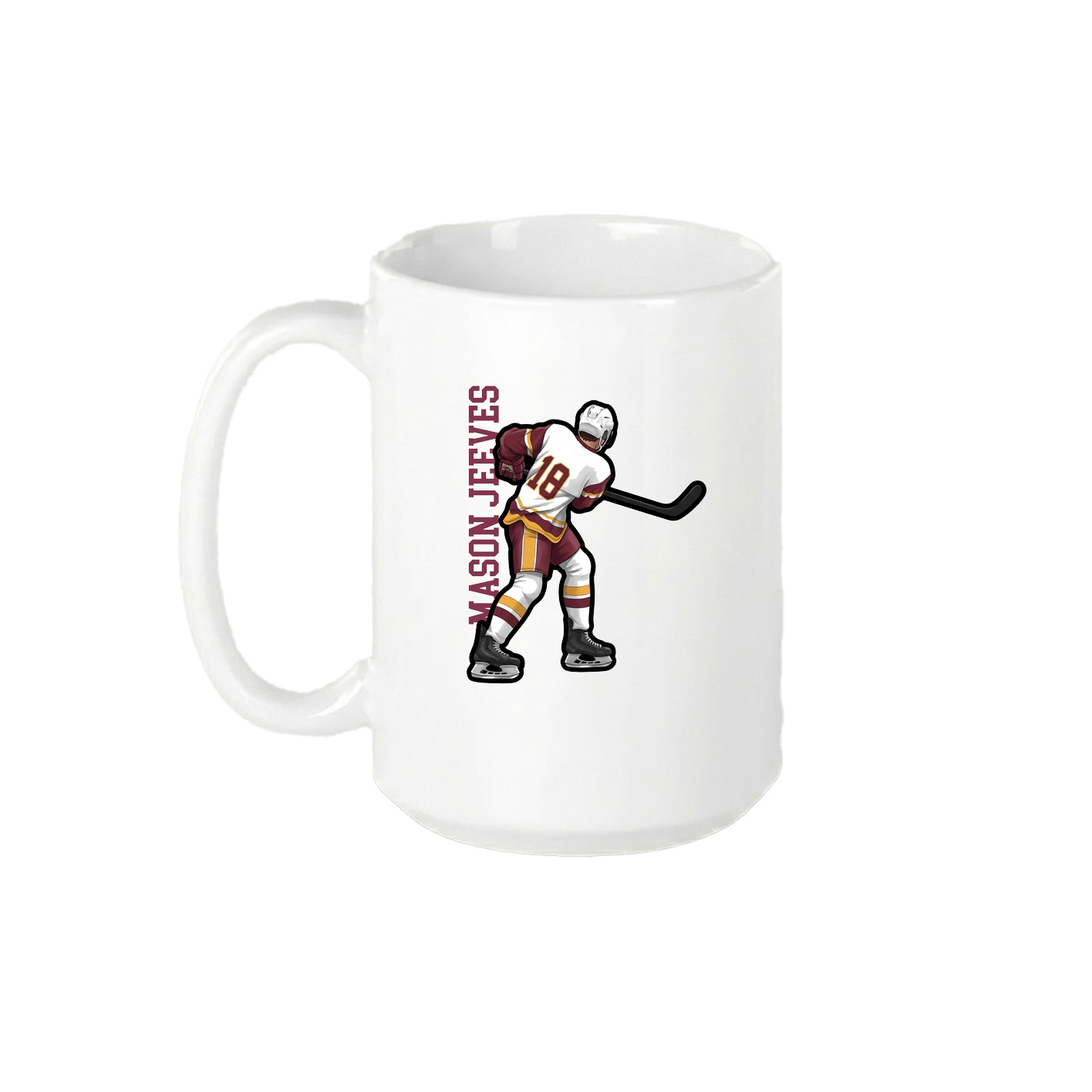15oz Coffee Mug — Name Vertical in White