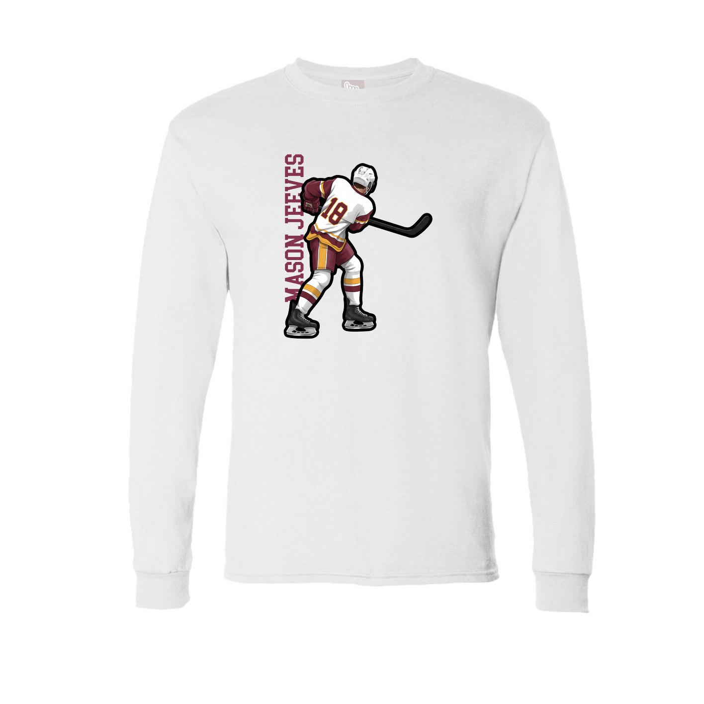 Long Sleeve Tee — Name Vertical in White