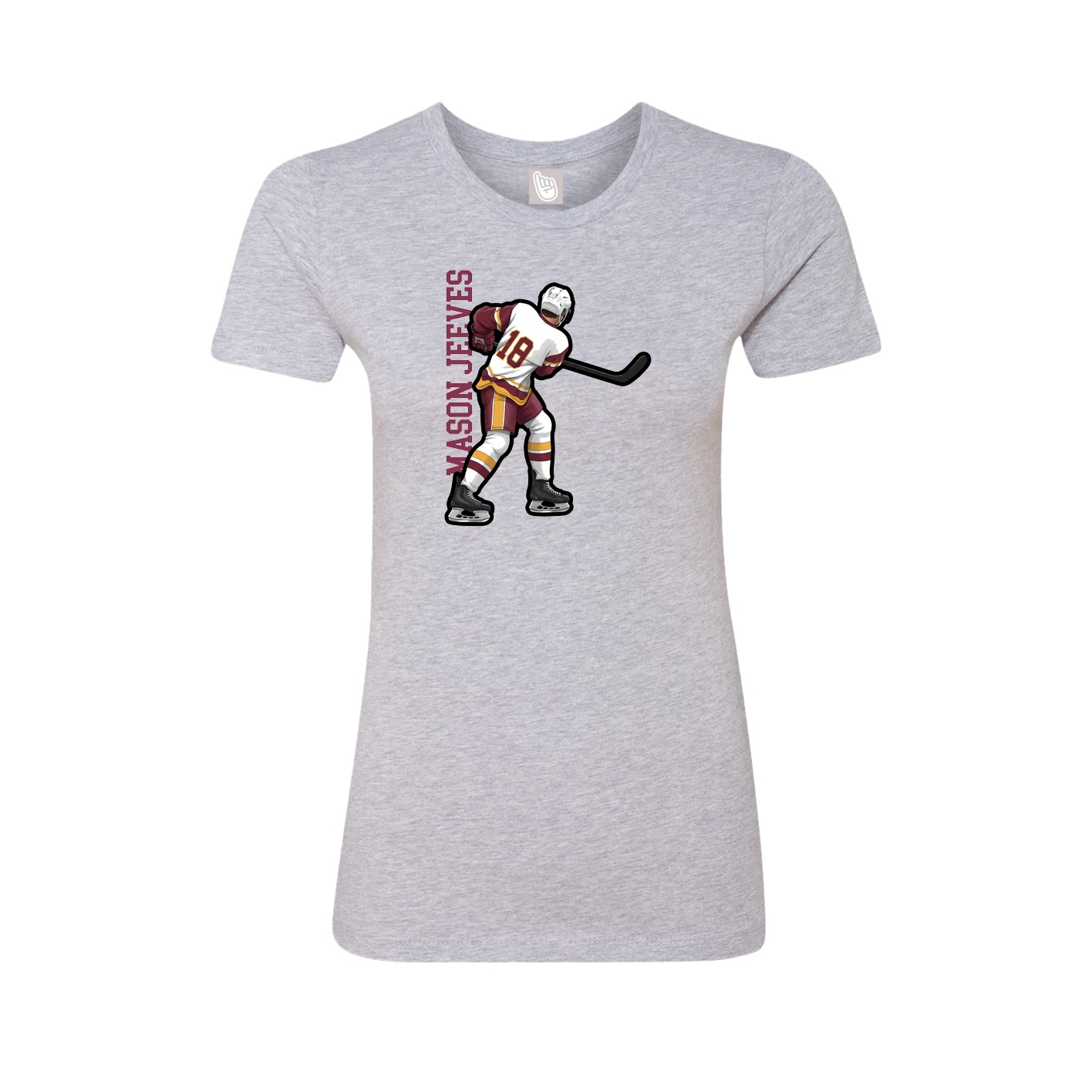 Fitted Women's Tee — Name Vertical in Grey