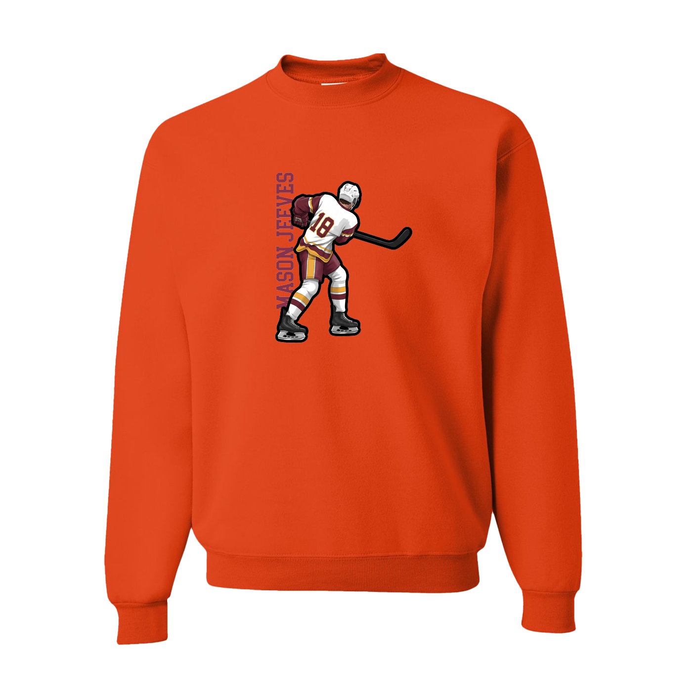 Fleece Crew — Name Vertical in Orange