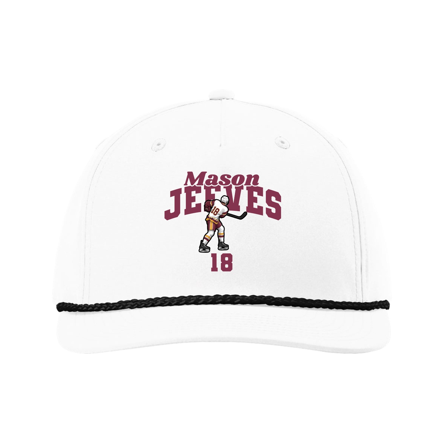 Five-Panel Classic Rope Cap — Signature Arch in White